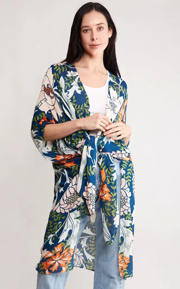JP2114 Flower Pattern Design Cover Up Kimono