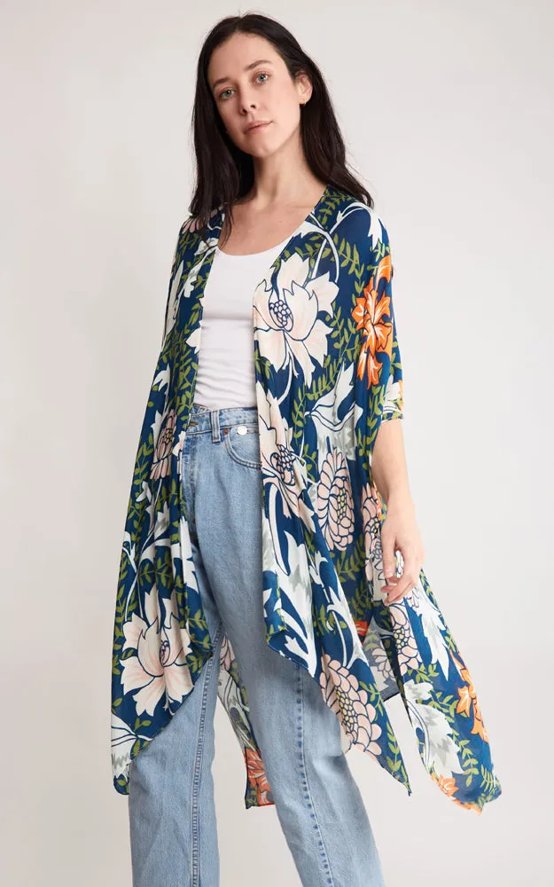 JP2114 Flower Pattern Design Cover Up Kimono