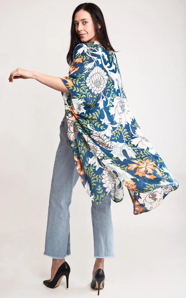 JP2114 Flower Pattern Design Cover Up Kimono