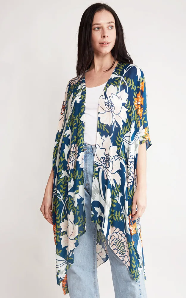 JP2114 Flower Pattern Design Cover Up Kimono