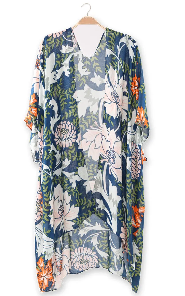 JP2114 Flower Pattern Design Cover Up Kimono