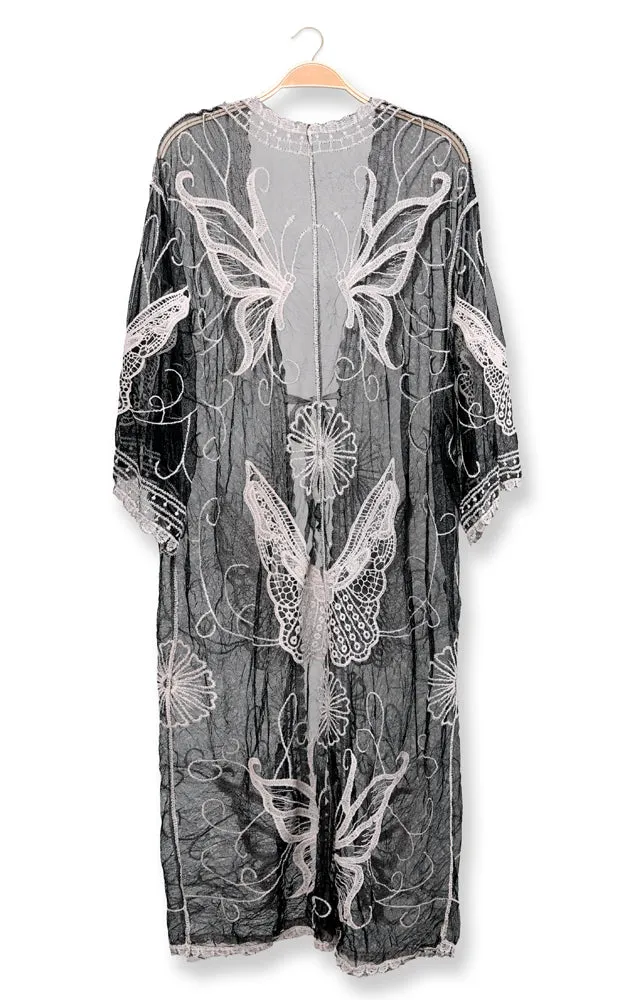 JP2139 Butterfly Pattern Lace Cover Up w/Tie-Knot Closure