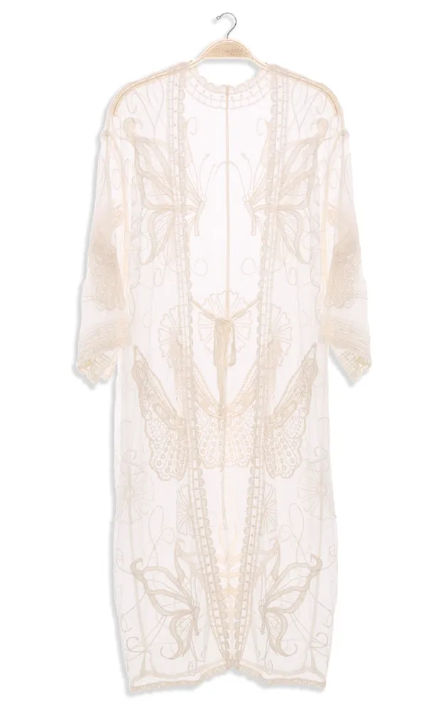 JP2139 Butterfly Pattern Lace Cover Up w/Tie-Knot Closure
