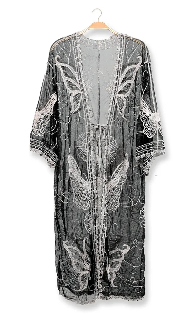 JP2139 Butterfly Pattern Lace Cover Up w/Tie-Knot Closure