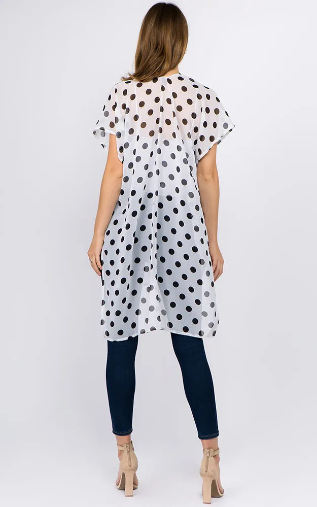 KP1C11 PolkaDot Printed Kimono w/Side Slits