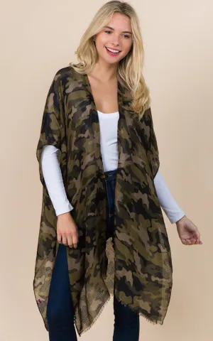 KP1D67 Camouflage Print Cover Up Kimono