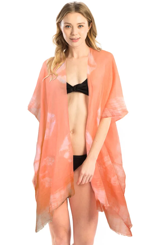 LOF1174 Tie Dye Print Cover Up Kimono