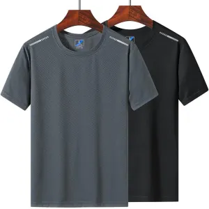Men's 2 Pack Cooling Ice Silk Quick Dry Running T-Shirt UPF 50  Outdoor Athletic Workout Shirts