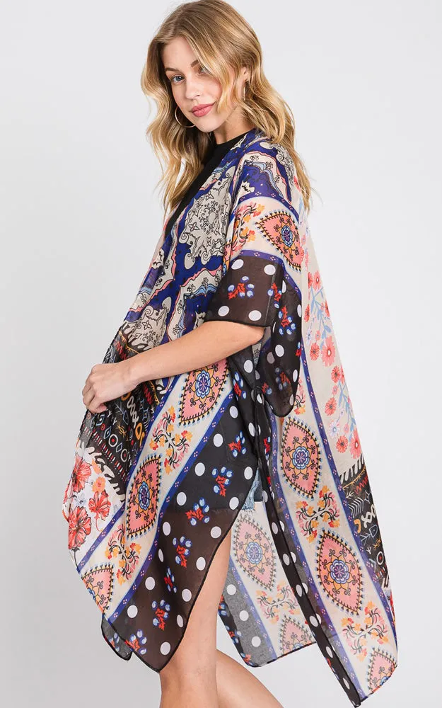MS0373 BOHO VIBE FLOWER PRINT KIMONO