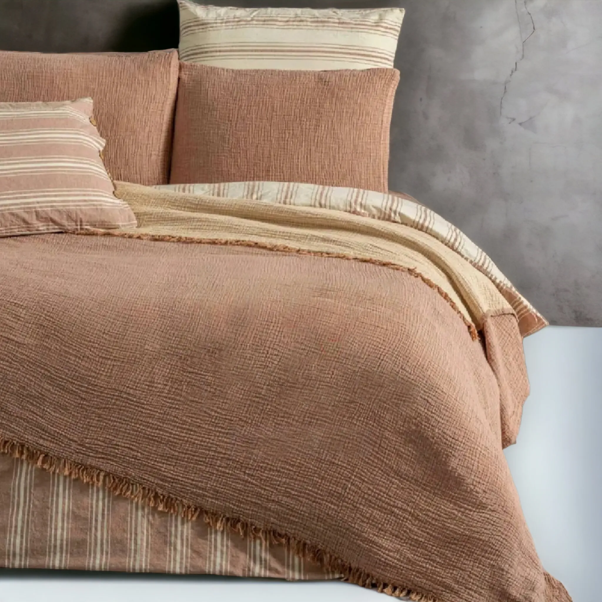 Natural Cotton Muslin Bedding for Adults Gauze Bed Cover Pillows
