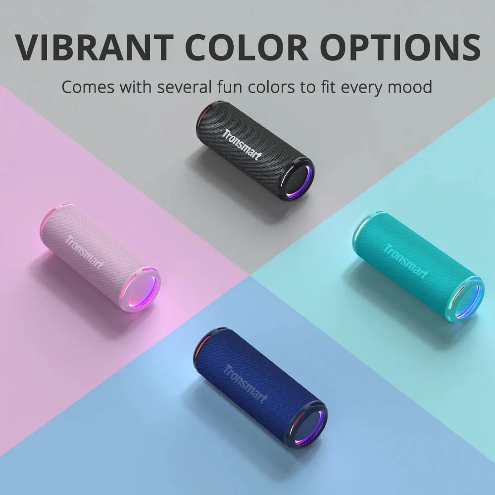 Portable Bluetooth Speaker with Enhanced Bass and Rainbow Light Show