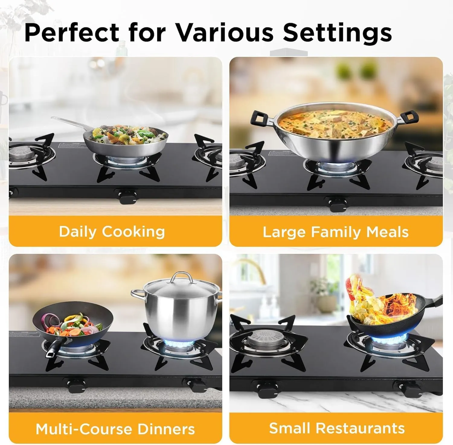 Thermador Super Sleek Gas Stove 3 Burners|Permium Gas Saver Tornado Burner 3 Burner Gas Stove| Manual Ignition | LPG Compatible Gas Chulha | ISI Certified | 1 Yr Manufacturer Warranty
