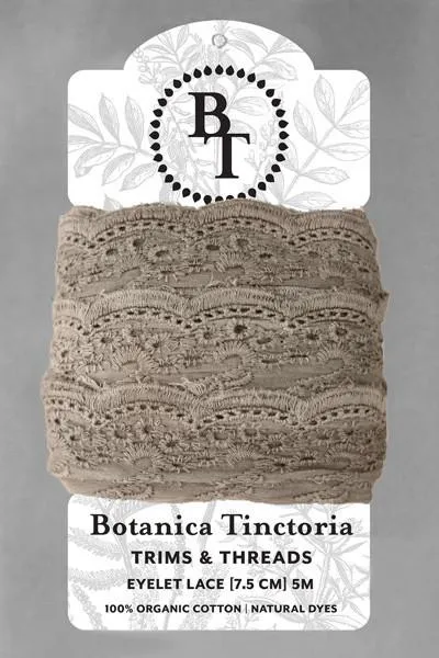 Vegetable Dyed Eyelet Lace-75mm