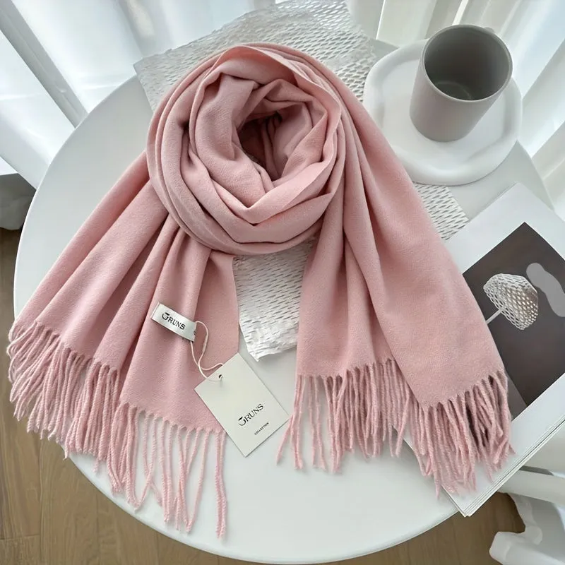 Women's Versatile Solid Color Coldproof And Windproof Warm Scarf, Soft Comfortable Outdoor Travel Scarf